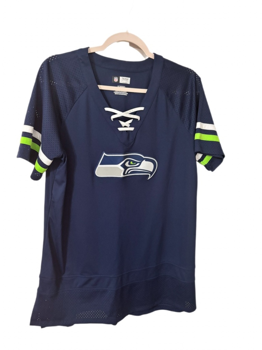 NFL Women's Team Apparel Navy and White Seattle Seahawks Team Shirt